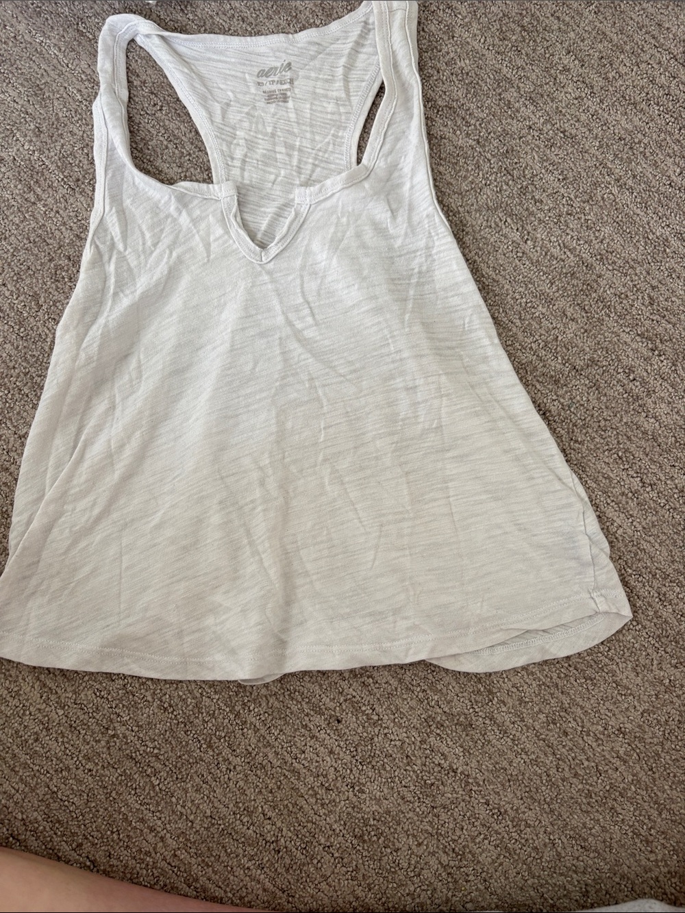 aerie Cream Racerback V-Notch Tank Top